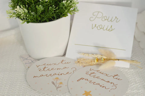 Pastille En Carton & Enveloppe Parrain/Marraine « Pour Vous »