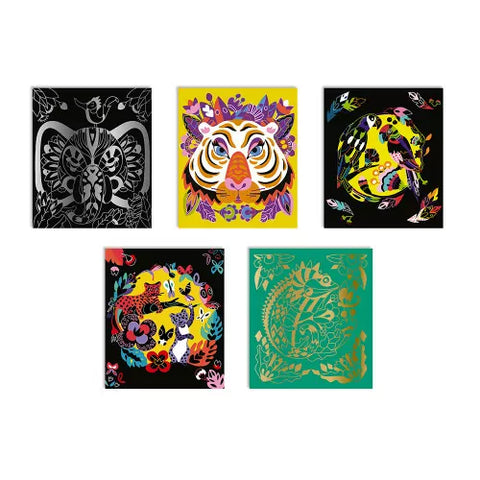 Kit Créatif Scratch Art Animaux Du Monde