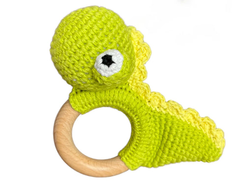 Hochet Bois Et Crochet Dinosaure Vert