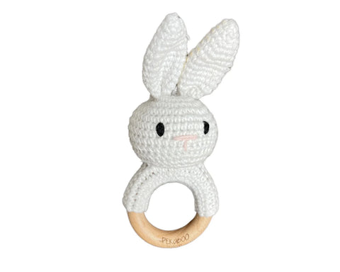 Hochet Bois Et Crochet Lapin Blanc