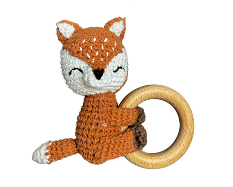 Hochet Bois Et Crochet Petit Renard Rouille