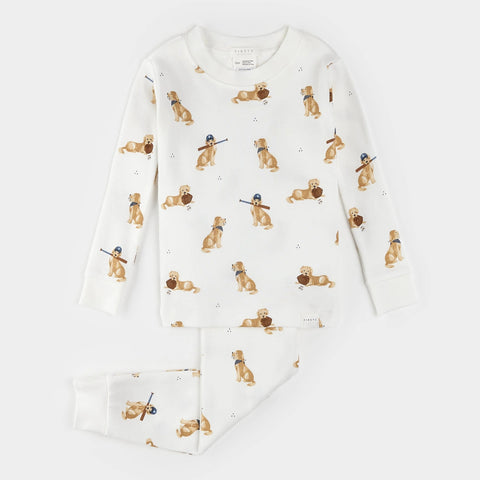 Ensemble Pyjama Blanc À Imprimés Golden Retriever Pour Bébé