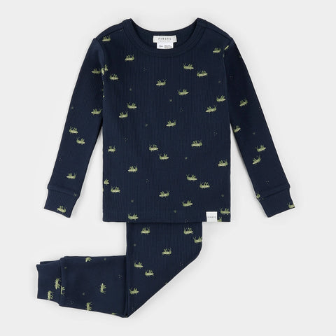 Ensemble Pyjama Bleu Marin À Imprimés Sauterelle Pour Bébé