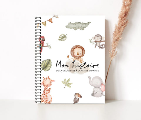 Combo Journal De Grossesse-bébé Jungle Aquarelle