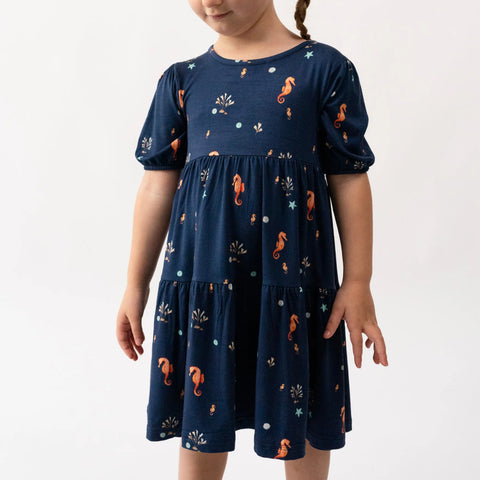 Robe À Volants Manches Courtes Mer La Nuit