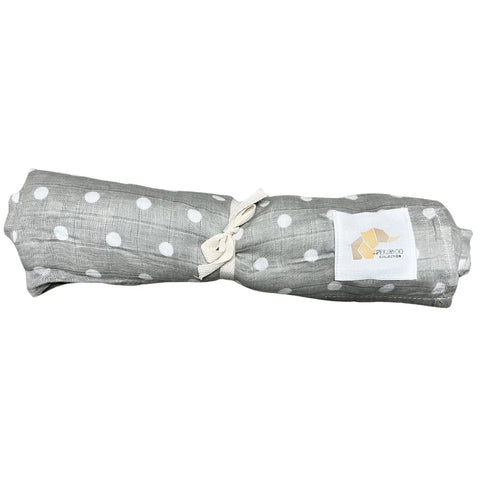 Mousseline Coton Pois Blanc & Gris