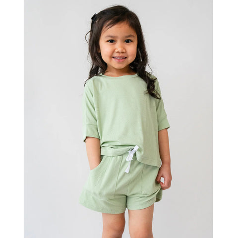 Ensemble Haut Ample & Short Côtelé Misty Sage