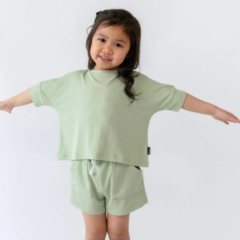 Ensemble Haut Ample & Short Côtelé Misty Sage