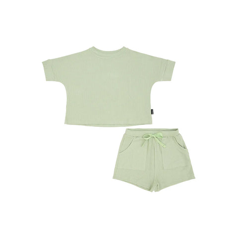 Ensemble Haut Ample & Short Côtelé Misty Sage