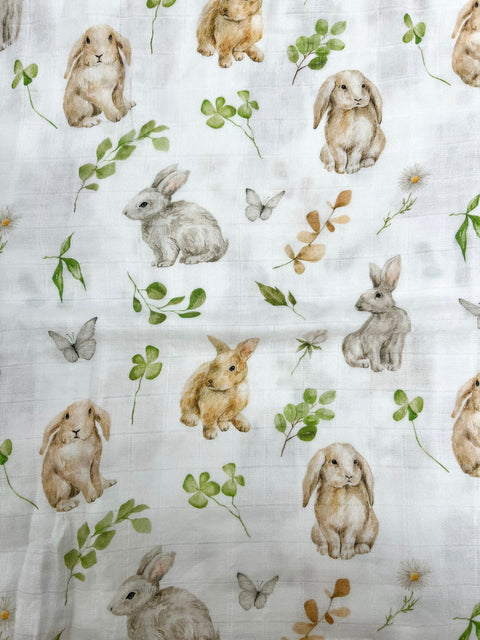 Mousseline Bambou Doux Lapins 2