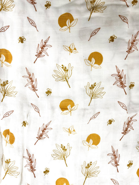 Mousseline Bambou Feuillage Doré & Fruit