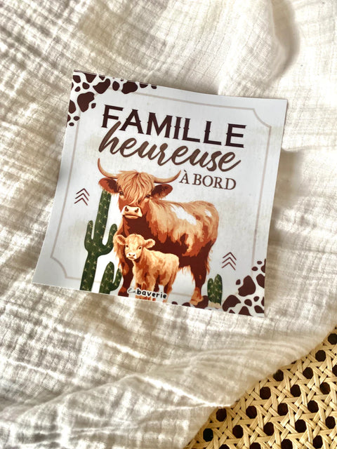 Autocollant Voiture « Cette Voiture Contient : Une Famille Heureuse » (Ferme)