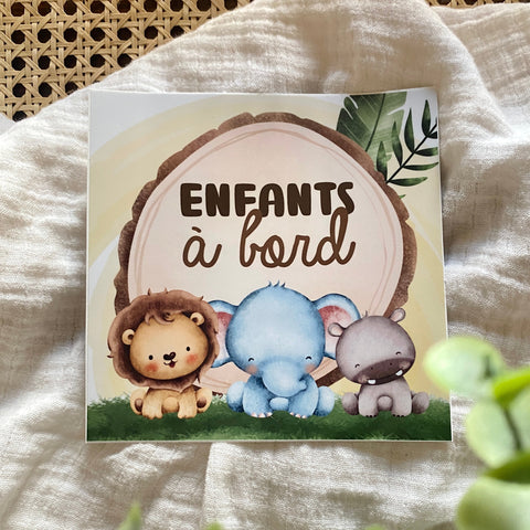 Autocollant Voiture « Enfants À Bord » (Jungle)