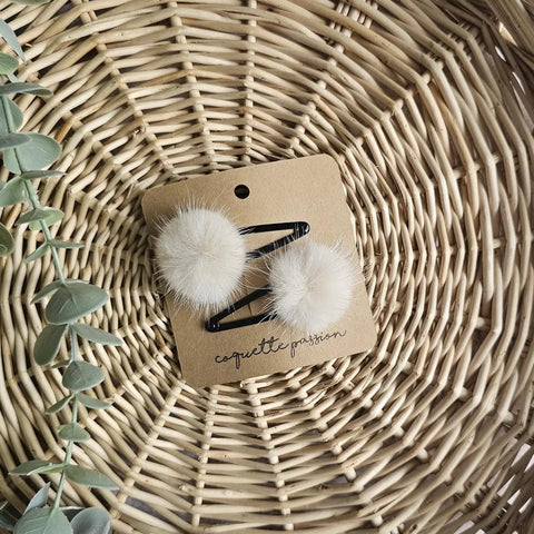 Barrette Pompon Fourrure Duo