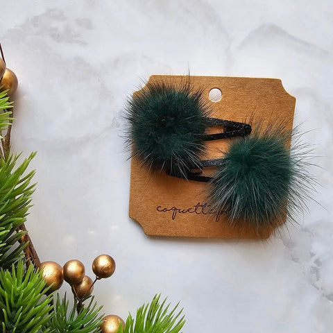 Barrette Pompon Fourrure Duo
