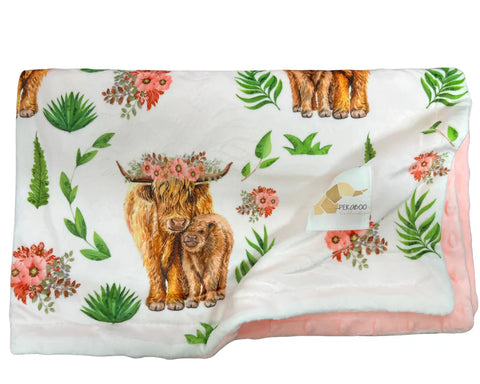 Doudou Peluche Highland Cow (Endos Rose)