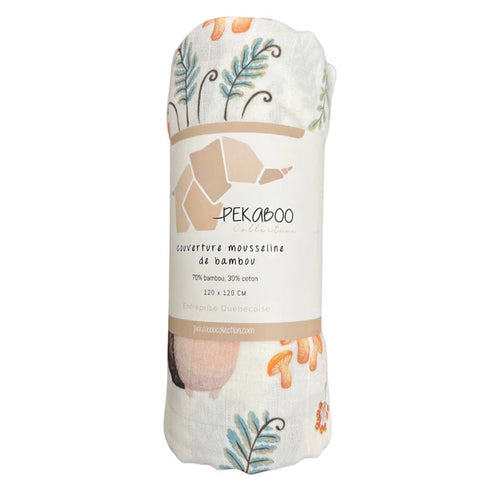 Mousseline Bambou Hérisson Sarcelle