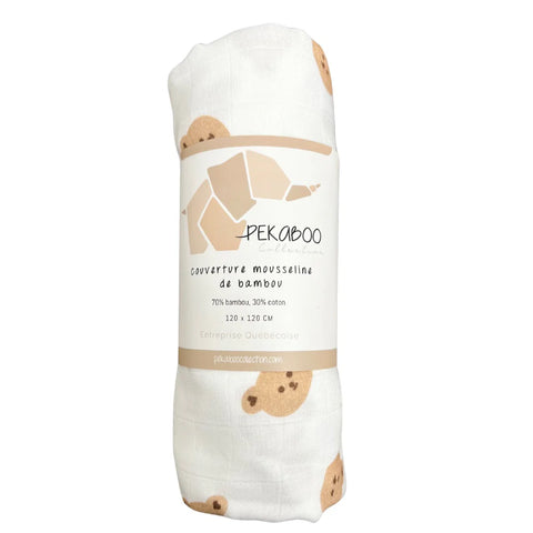 Mousseline Bambou Ourson Beige Baby