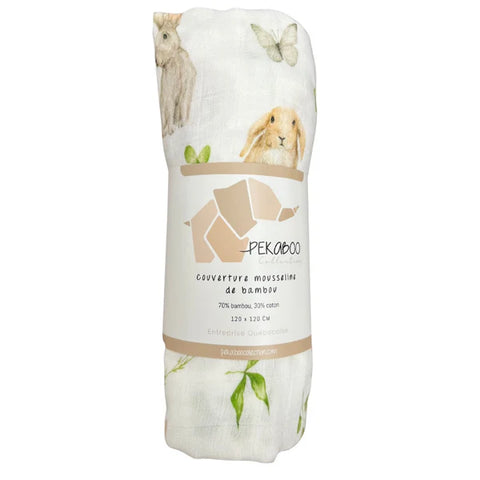 Mousseline Bambou Doux Lapins