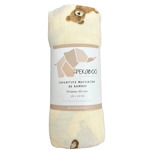 Mousseline Bambou Ourson Brun