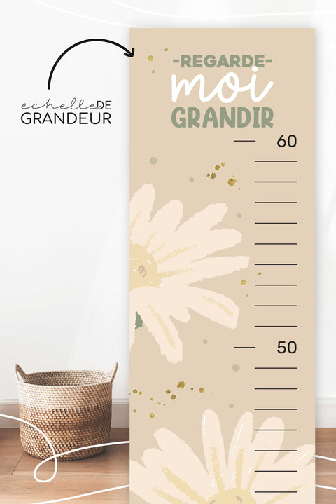 Échelle De Grandeur Marguerite Et Support En Bois Magnétique