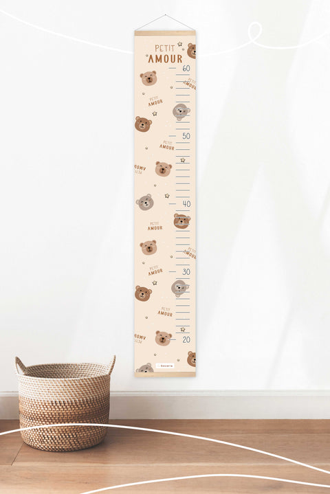 Échelle De Grandeur Petit Ours Brun Et Support En Bois Magnétique
