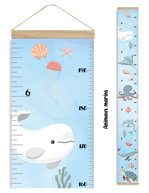 Échelle De Croisance Avec Cadre Animaux Marins