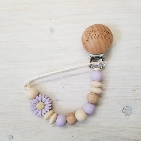 Attache-Suce Bois Petite Marguerite Crème & Lilas