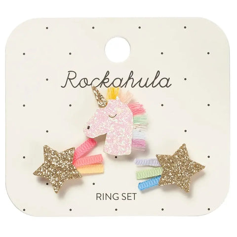 Ensemble Bagues Rainbow Unicorn
