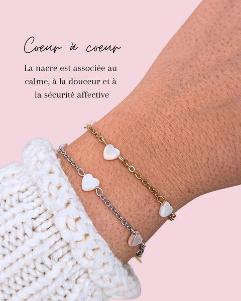 Bracelet Adulte Coeur À Coeur Argent