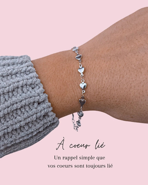 Bracelet Adulte À Coeur Lié Argent