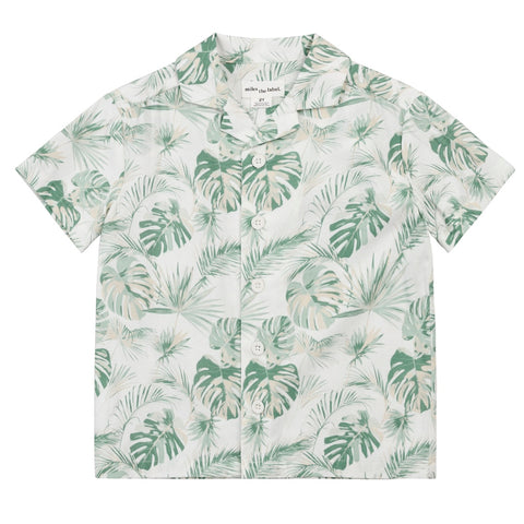 Chemise Ivoire À Imprimé Palmiers Et Monstera
